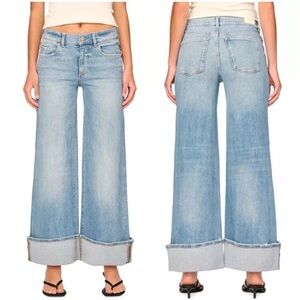 DL1961 Hepburn wide leg cuffed jeans in light medium wash